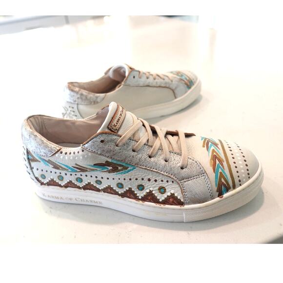 Sundance Karma of Charme Italian Handpainted Leather Sneakers - Picture 11 of 15